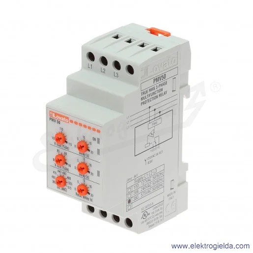 Przekaźnik nadzorczy PMV50A575, 250VAC, 8A, kolejność i zanik faz