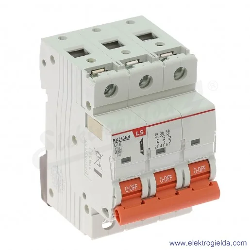 Wyłącznik nadprądowy BKN 3P, charakterystyka C, 16A Wyłącznik nadprądowy BKN 3P, charakterystyka C, 16A