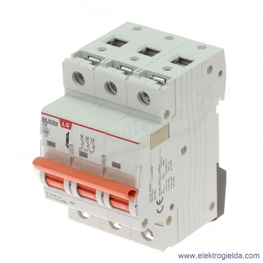 Wyłącznik nadprądowy BKN 3P, charakterystyka C, 6A Wyłącznik nadprądowy BKN 3P, charakterystyka C, 6A