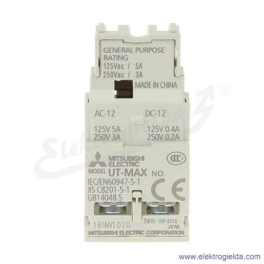 Styk pomocniczy 288455, UT-MAX 1A, NO, do wyłącznika silnikowego Styk pomocniczy 288455, UT-MAX 1A, NO, do wyłącznika silnikowego