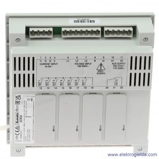 Regulator współczynnika mocy biernej DCRG8 automatyczny, 8 stopni przekaźnikowych Regulator współczynnika mocy biernej DCRG8 automatyczny, 8 stopni przekaźnikowych