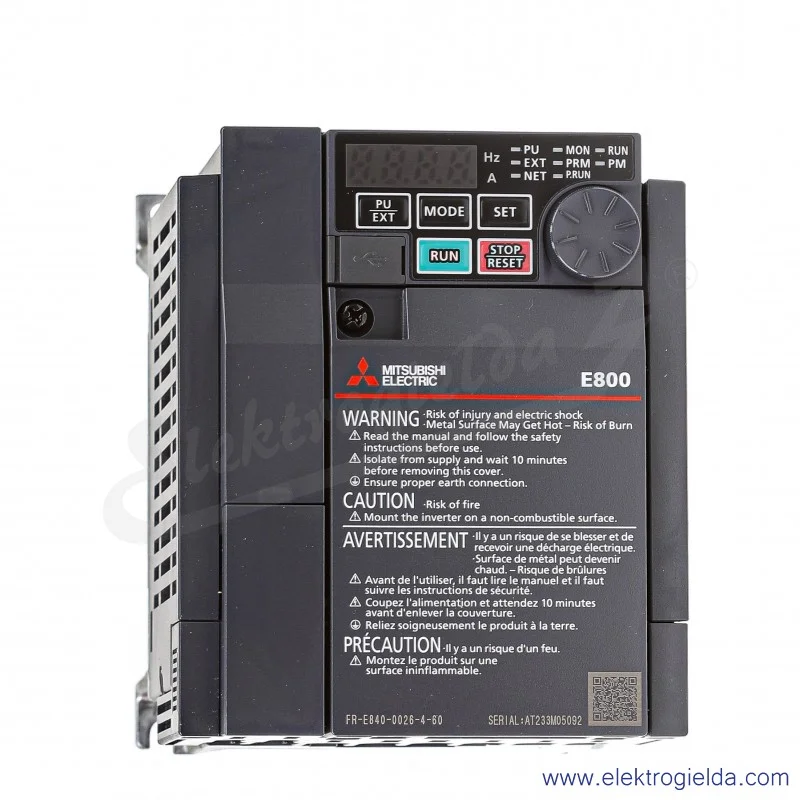 Falownik 500111 FR-E840-0026-4-60 0.75-1.5kW, 3x380-480V, 3.5A, RS-485, IP20 Falownik 500111 FR-E840-0026-4-60 0.75-1.5kW, 3x380-480V, 3.5A, RS-485, IP20