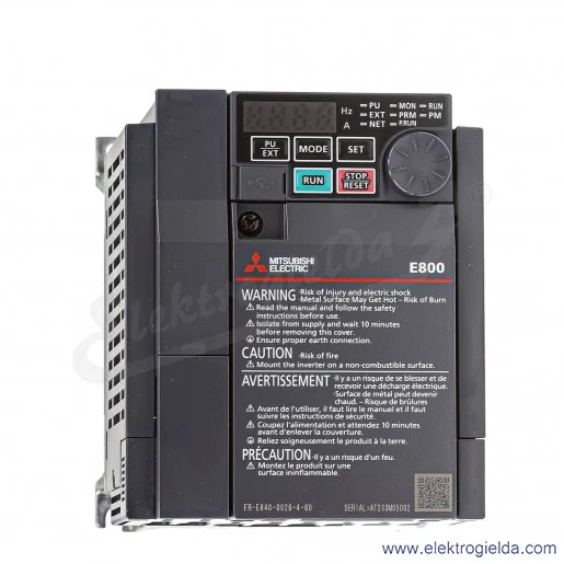 Falownik 500111 FR-E840-0026-4-60 0.75-1.5kW, 3x380-480V, 3.5A, RS-485, IP20 Falownik 500111 FR-E840-0026-4-60 0.75-1.5kW, 3x380-480V, 3.5A, RS-485, IP20