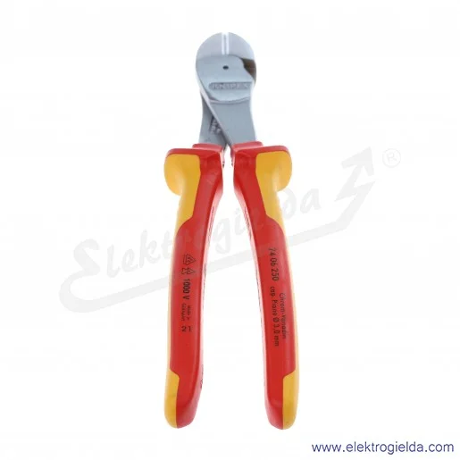 Szczypce 74 06 250 tnące boczne o zwiększonym przełożeniu chromowane izolowane 1000V Szczypce 74 06 250 tnące boczne o zwiększonym przełożeniu chromowane izolowane 1000V