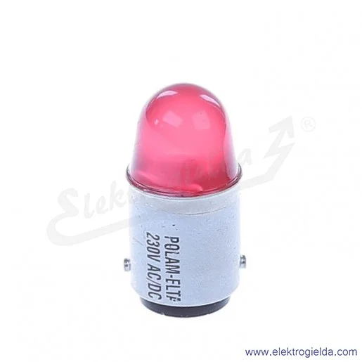 Żarówka LR-BA15D-230AC czerwony LED 230VAC Żarówka LR-BA15D-230AC czerwony LED 230VAC