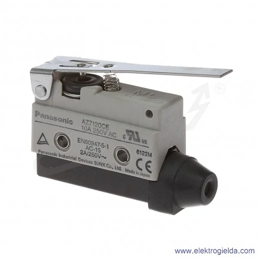 Wyłącznik krańcowy AZ7120CE, 125VDC, 250VAC, 10A, długa dźwignia Wyłącznik krańcowy AZ7120CE, 125VDC, 250VAC, 10A, długa dźwignia
