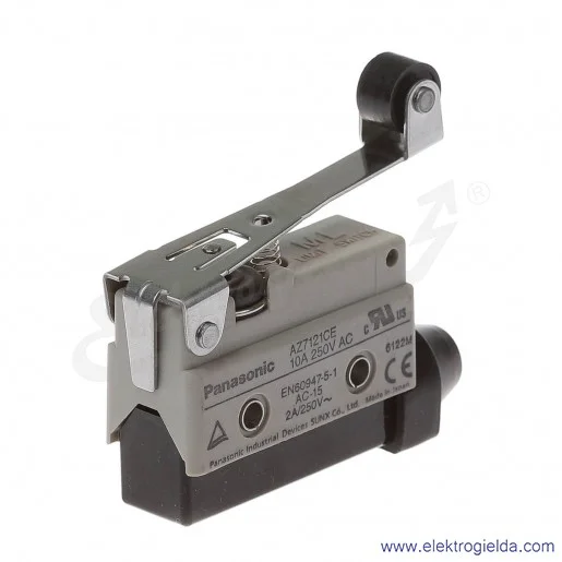 Wyłącznik krańcowy AZ7121CE, 125VDC, 250VAC, 10A długa dźwignia z rolką Wyłącznik krańcowy AZ7121CE, 125VDC, 250VAC, 10A długa dźwignia z rolką