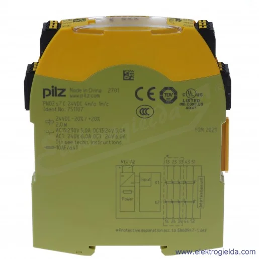 Przekaźnik bezpieczeństwa PNOZ s7 C, 24VDC, 4N/O 1N/C Przekaźnik bezpieczeństwa PNOZ s7 C, 24VDC, 4N/O 1N/C