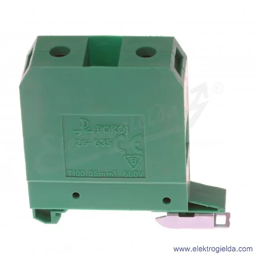 Złączka jednotorowa A11-1635, ZG G 35/TS 35, zielona, gwintowa, 25..35mm2 Złączka jednotorowa A11-1635, ZG G 35/TS 35, zielona, gwintowa, 25..35mm2