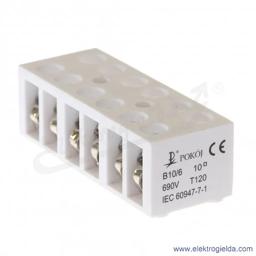 Złączka gwintowa termoutwardzalna B 10 6-torowa z podkładką zapobiegającą przecinaniu przewodów Złączka gwintowa termoutwardzalna B 10 6-torowa z podkładką zapobiegającą przecinaniu przewodów