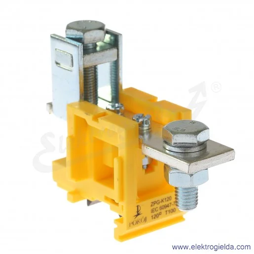 Złączka jednotorowa A11-1411, ZPG K 120, żółta, gwintowa, 120mm2 Złączka jednotorowa A11-1411, ZPG K 120, żółta, gwintowa, 120mm2
