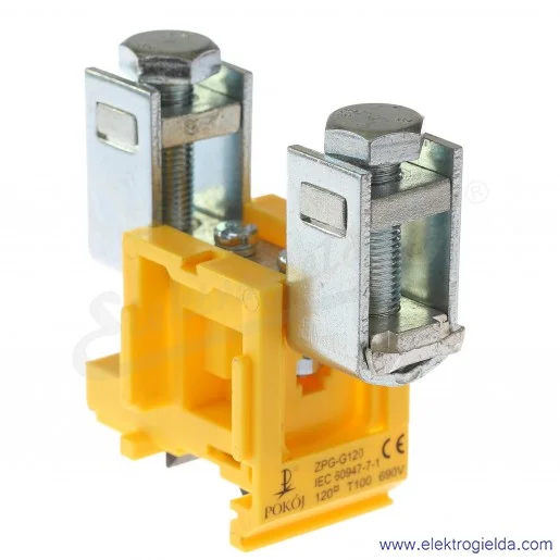 Złączka jednotorowa A11-1421, ZPG G 120, żółta, gwintowa, 120mm2 Złączka jednotorowa A11-1421, ZPG G 120, żółta, gwintowa, 120mm2
