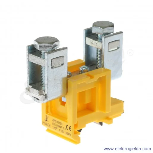 Złączka jednotorowa A11-1421, ZPG G 120, żółta, gwintowa, 120mm2 Złączka jednotorowa A11-1421, ZPG G 120, żółta, gwintowa, 120mm2