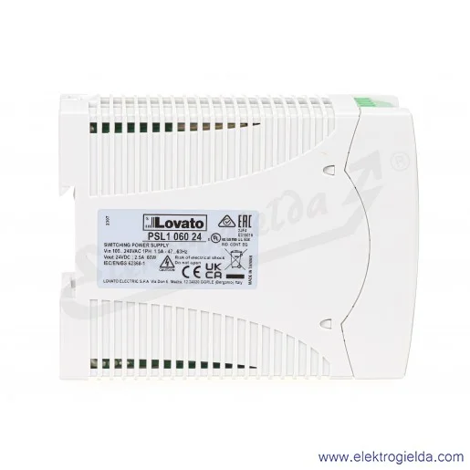 Zasilacz impulsowy PSL106024 napięcie zasilania 100..240VAC, napięcie wyjściowe 24VDC 2.5A, moc 60W, zaciski śrubowe, montaż DIN Zasilacz impulsowy PSL106024 napięcie zasilania 100..240VAC, napięcie wyjściowe 24VDC 2.5A, moc 60W, zaciski śrubowe, montaż DIN