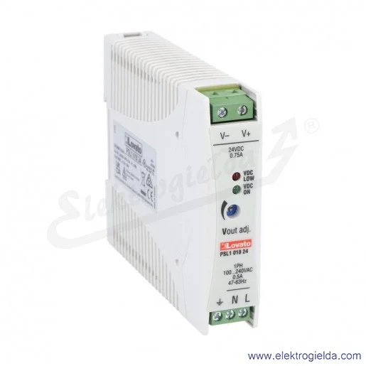 Zasilacz jednofazowy PSL101824, 18W, 0.75A, 24VDC Zasilacz jednofazowy PSL101824, 18W, 0.75A, 24VDC