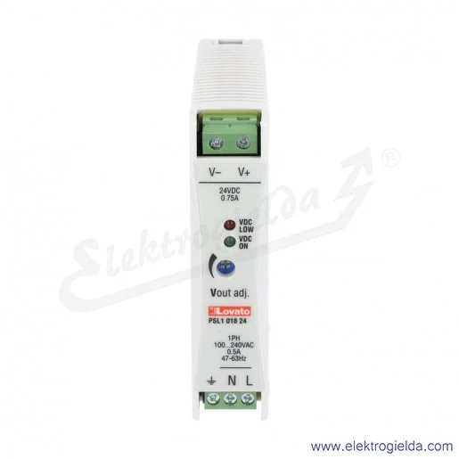 Zasilacz jednofazowy PSL101824, 18W, 0.75A, 24VDC Zasilacz jednofazowy PSL101824, 18W, 0.75A, 24VDC