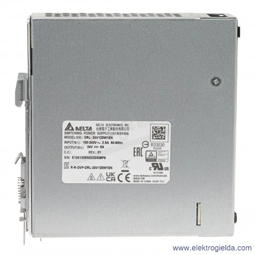Zasilacz DRL-24V120W1EN 24V/5.0A/120W zasilanie 90..264VAC Zasilacz DRL-24V120W1EN 24V/5.0A/120W zasilanie 90..264VAC