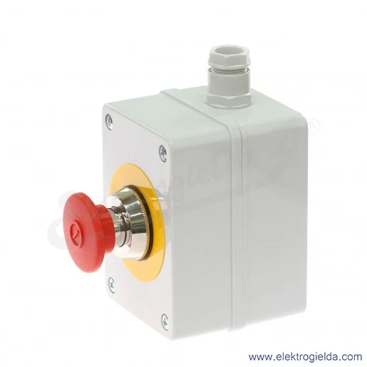 Kaseta sterownicza KP1-S1 szara z przyciskiem awaryjnym NEF30-DRcXY 1NO+1NC Kaseta sterownicza KP1-S1 szara z przyciskiem awaryjnym NEF30-DRcXY 1NO+1NC