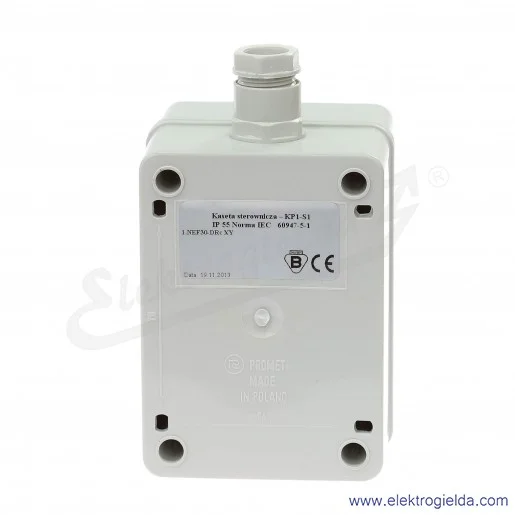 Kaseta sterownicza KP1-S1 szara z przyciskiem awaryjnym NEF30-DRcXY 1NO+1NC Kaseta sterownicza KP1-S1 szara z przyciskiem awaryjnym NEF30-DRcXY 1NO+1NC