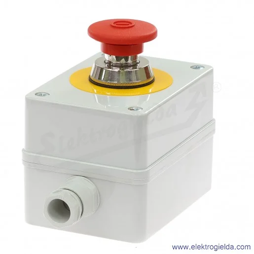 Kaseta sterownicza KP1-S1 szara z przyciskiem awaryjnym NEF30-DRcXY 1NO+1NC Kaseta sterownicza KP1-S1 szara z przyciskiem awaryjnym NEF30-DRcXY 1NO+1NC