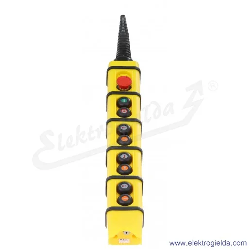 Kaseta sterownicza KS5-1-2-058S.21.45.35.45 suwnicowa start/stop, prawo/lewo, góra/dół, prawo/lewo, STOP awaryjny Kaseta sterownicza KS5-1-2-058S.21.45.35.45 suwnicowa start/stop, prawo/lewo, góra/dół, prawo/lewo, STOP awaryjny