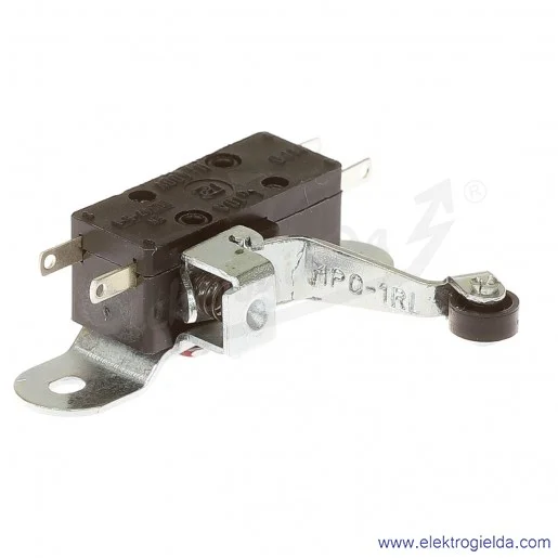 Łącznik krańcowy MP0-1RL miniaturowy z dźwignią lewą i rolką 1Z+1R Łącznik krańcowy MP0-1RL miniaturowy z dźwignią lewą i rolką 1Z+1R