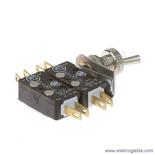 Łącznik miniaturowy 83-546-3s z napędem ręcznym 0-1 2Z+2R srebrzony Łącznik miniaturowy 83-546-3s z napędem ręcznym 0-1 2Z+2R srebrzony