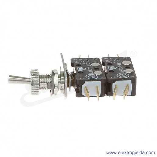 Łącznik miniaturowy 83-546-3s z napędem ręcznym 0-1 2Z+2R srebrzony Łącznik miniaturowy 83-546-3s z napędem ręcznym 0-1 2Z+2R srebrzony