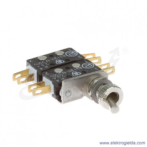 Łącznik miniaturowy 83-546-3s z napędem ręcznym 0-1 2Z+2R srebrzony Łącznik miniaturowy 83-546-3s z napędem ręcznym 0-1 2Z+2R srebrzony