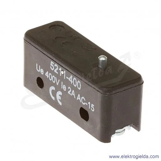 Łącznik krańcowy miniaturowy 5211-400 z popychaczem kołkowym, stalowym 1P Łącznik krańcowy miniaturowy 5211-400 z popychaczem kołkowym, stalowym 1P