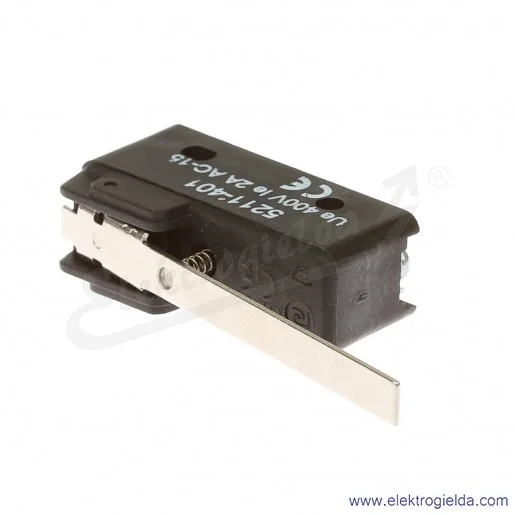 Łącznik krańcowy miniaturowy 5211-401 z dźwignią płaską, L 65,3mm Łącznik krańcowy miniaturowy 5211-401 z dźwignią płaską, L 65,3mm