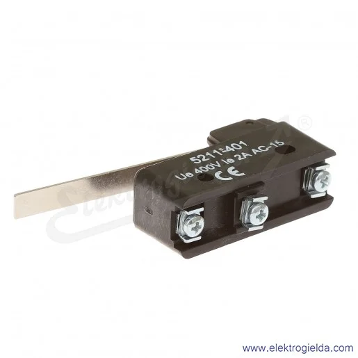 Łącznik krańcowy miniaturowy 5211-401 z dźwignią płaską, L 65,3mm
