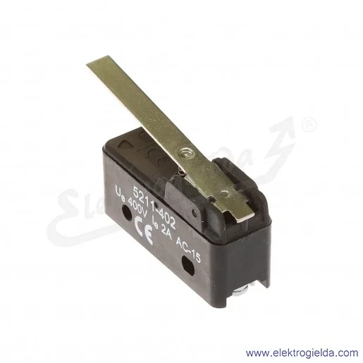 Łącznik krańcowy miniaturowy 5211-402 z dźwignią płaską, L 53,3mm Łącznik krańcowy miniaturowy 5211-402 z dźwignią płaską, L 53,3mm