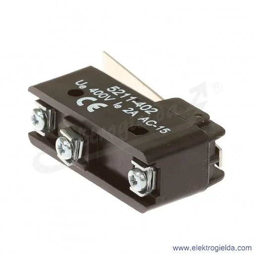 Łącznik krańcowy miniaturowy 5211-402 z dźwignią płaską, L 53,3mm Łącznik krańcowy miniaturowy 5211-402 z dźwignią płaską, L 53,3mm