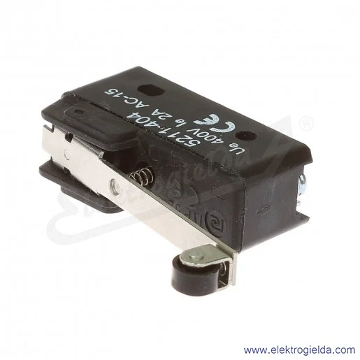 Łącznik krańcowy miniaturowy 5211-404 z dźwignią i rolką, L 51,0mm 1P Łącznik krańcowy miniaturowy 5211-404 z dźwignią i rolką, L 51,0mm 1P