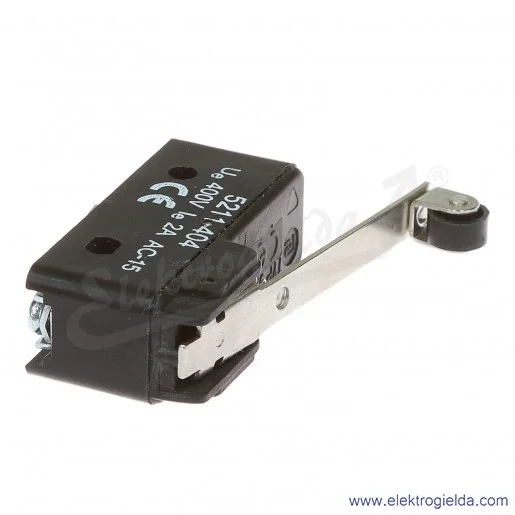 Łącznik krańcowy miniaturowy 5211-404 z dźwignią i rolką, L 51,0mm 1P Łącznik krańcowy miniaturowy 5211-404 z dźwignią i rolką, L 51,0mm 1P