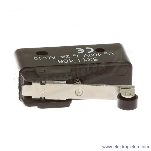 Łącznik krańcowy miniaturowy 5211-406 z dźwignią i rolką, L 37,2mm 1P Łącznik krańcowy miniaturowy 5211-406 z dźwignią i rolką, L 37,2mm 1P