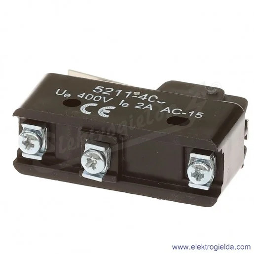 Łącznik krańcowy miniaturowy 5211-405 z dźwignią płaską, L 39,3mm Łącznik krańcowy miniaturowy 5211-405 z dźwignią płaską, L 39,3mm