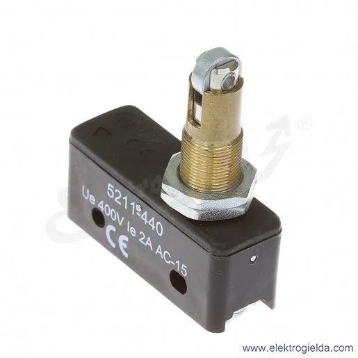 Łącznik krańcowy miniaturowy 5211-440 z popychaczem teleskopowym, z rolką w poprzek 1P Łącznik krańcowy miniaturowy 5211-440 z popychaczem teleskopowym, z rolką w poprzek 1P