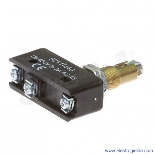 Łącznik krańcowy miniaturowy 5211-440 z popychaczem teleskopowym, z rolką w poprzek 1P Łącznik krańcowy miniaturowy 5211-440 z popychaczem teleskopowym, z rolką w poprzek 1P