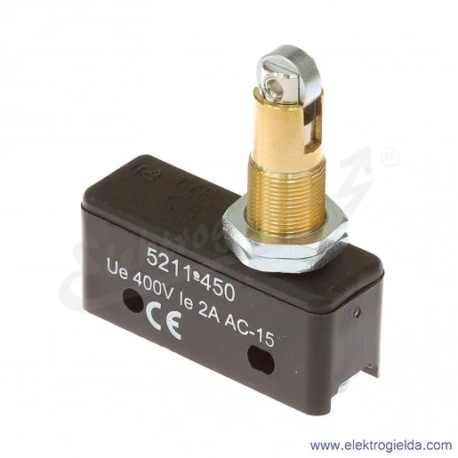 Łącznik krańcowy miniaturowy 5211-450 z popychaczem teleskopowym, z rolką wzdłuż 1P Łącznik krańcowy miniaturowy 5211-450 z popychaczem teleskopowym, z rolką wzdłuż 1P