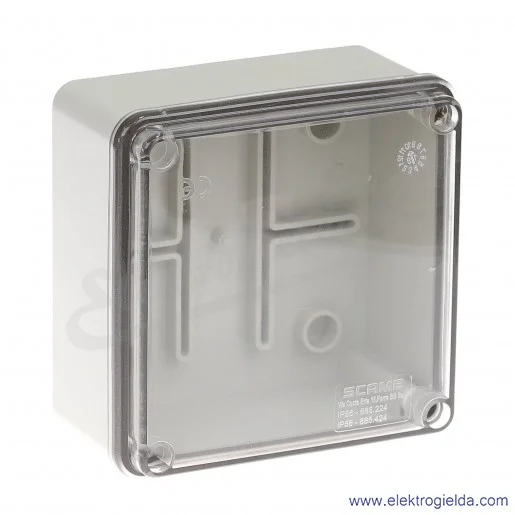Obudowa seria SCABOX 686.224 100x100x50 mm IP56 przezroczyste wieczko Obudowa seria SCABOX 686.224 100x100x50 mm IP56 przezroczyste wieczko