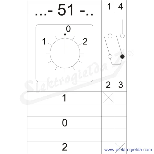 Schemat łącznika 4G10-51-PK /1-0-2/ 10A 1p Schemat łącznika 4G10-51-PK /1-0-2/ 10A 1p