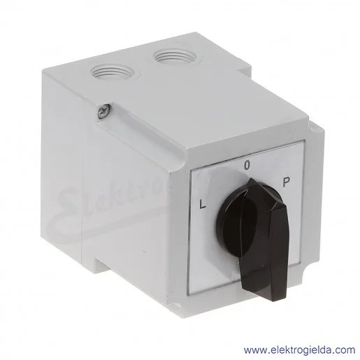 4G25-11-PK /L-0-P/ 25A Łącznik krzywkowy 3-fazowy Lewo-Prawo w obudowie 4G25-11-PK /L-0-P/ 25A Łącznik krzywkowy 3-fazowy Lewo-Prawo w obudowie