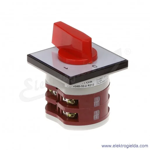 4G40-10-U R112 /0-1/ 40A 3P Łącznik krzywkowy z czerwonym pokrętłem bez obudowy 4G40-10-U R112 /0-1/ 40A 3P Łącznik krzywkowy z czerwonym pokrętłem bez obudowy