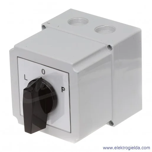 4G40-11-PK /L-0-P/ 40A Łącznik krzywkowy 3-fazowy Lewo-Prawo w obudowie 4G40-11-PK /L-0-P/ 40A Łącznik krzywkowy 3-fazowy Lewo-Prawo w obudowie