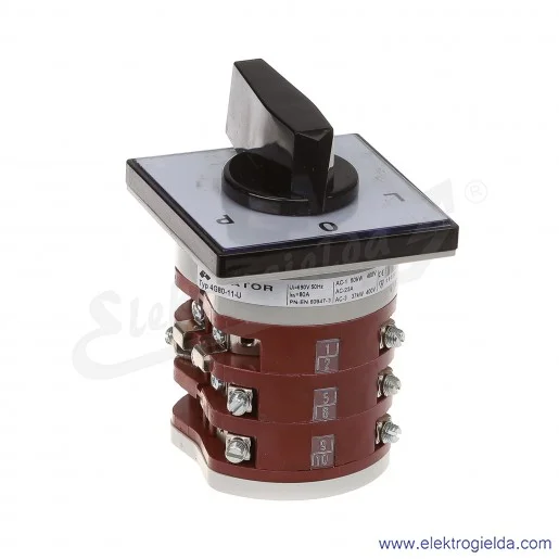 4G80-11-U /L-0-P/ 80A Łącznik krzywkowy 3-fazowy Lewo-Prawo bez obudowy 4G80-11-U /L-0-P/ 80A Łącznik krzywkowy 3-fazowy Lewo-Prawo bez obudowy