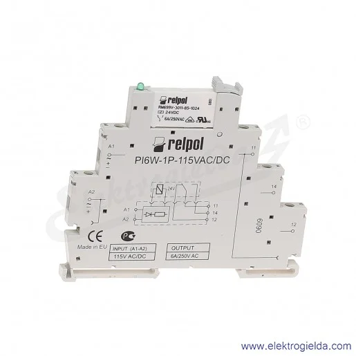Przekaźnik interfejsowy PIR6W-1P-115VAC/DC z wyjściem stykowym 1P Przekaźnik interfejsowy PIR6W-1P-115VAC/DC z wyjściem stykowym 1P