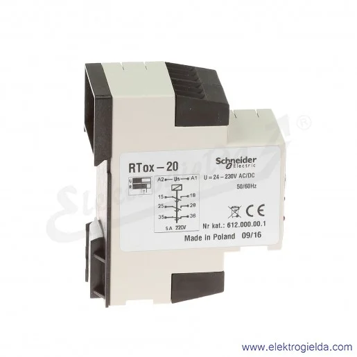 Przekaźnik czasowy 612-000-00-1, RTOX-20, 24-230VAC/DC, z opóźnionym odpadem Przekaźnik czasowy 612-000-00-1, RTOX-20, 24-230VAC/DC, z opóźnionym odpadem
