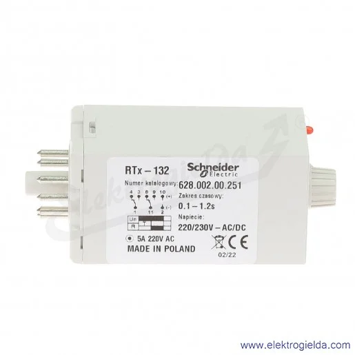 Przekaźnik czasowy 628-002-00-251, RTX132, 230VAC/DC, 0.1-1.2s Przekaźnik czasowy 628-002-00-251, RTX132, 230VAC/DC, 0.1-1.2s